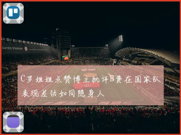 C罗姐姐点赞博主批评B费在国家队表现差劲如同隐身人